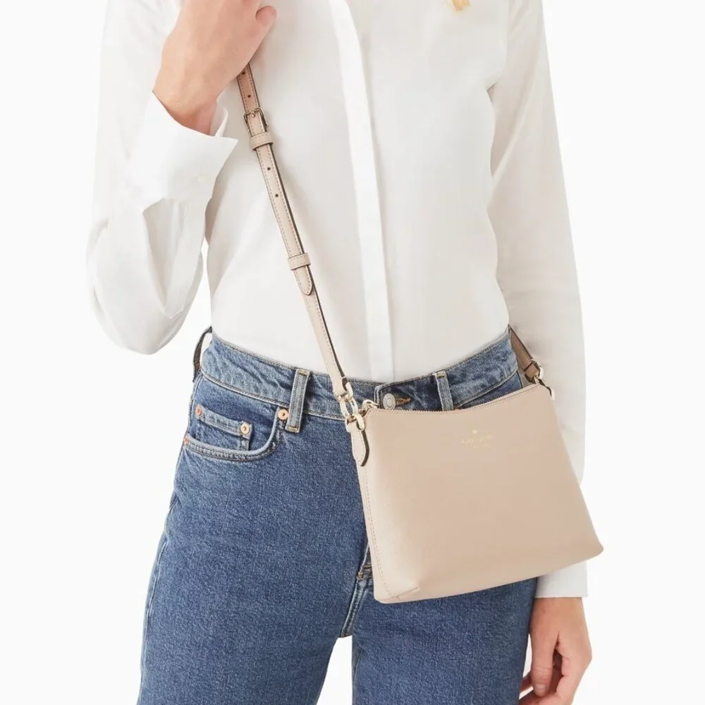 New Kate Spade Bailey Crossbody Bag Warm Beige Leather NWT